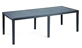 Dmora Rechteckiger ausziehbarer Gartentisch, Made in Italy, Farbe Anthrazit, Maße 150 x 72 x 90 cm (ausziehbar bis 220 cm)