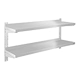 Royal Catering RCWR-120.2 Wandbord Zwei Ablageflächen Edelstahl 2 x 120 x 30 cm 3,5 cm Stärke 70 kg Belastbarkeit Wandregal Wandboard Regal Tellerbord