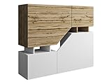 Mirjan24 Kommode Nesezi mit 4 Türen, Anrichte, Highboard, Mehrzweckschrank, Diele & Flur, Sideboard, Wohnzimmerschrank, Wohnzimmer Set (Wotan/Weiß)