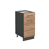 Vicco Küchenschrank Küchenmöbel Küchenzeile Fame-Line modern Küche Einbauküche Blende Unterschrank Hochschrank Hängeschrank (Anthrazit-Goldkraft, Schubunterschrank 40 cm)