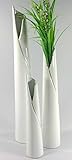 GlasArt Blumenvase Vase Pure White Schlank weiß schlicht edel 30-50cm hoch, Wohnzimmer Fensterbank, Keramik (30x6 cm)