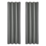 Deconovo Verdunkelungsvorhang Ösen Gardinen Kinderzimmer Blickdicht Ösenschal Winter Thermo, 214x132cm(HöhexBreite), Hellgrau, 2er Set