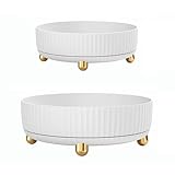 MASTWINK® 2 Stück Drehteller Organizer, Multifunktional Gewürzkarussell, Gewürzregal Drehbar 360° für Küche, Schrank, Dresser, Bad (Weiß)