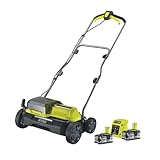 Ryobi LithiumPlus Fusion Brushless Vertikutierer, 2 x 18 V, Durchmesser 35 cm, 55 l, 2 Akkus 4,0 Ah, 1 Schnellladegerät RY18SFX35A-240