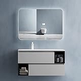 doporro® Badmöbel-Set Badezimmer-Unterschrank 100x48x54cm inkl. Waschbecken Khaki-grau Waschbecken-Unterschrank Wandmontage