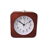 FIONEL Wecker Alarm Holz Wecker Batterieleistung Nicht tickende Uhr mit Snooze-Knopf Nachtlicht sanfter Weckuhr Nachttisch Wecker (Color : B)