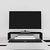 TECHPO Home Furniture Monitorständer schwarz 50x27x10cm Massivholz Kiefer