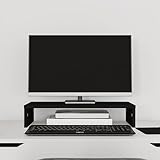 TECHPO Home Furniture Monitorständer schwarz 50x27x10cm Massivholz Kiefer