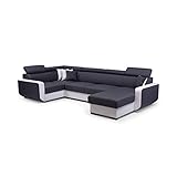 MOEBLO Ecksofa mit Schlaffunktion Eckcouch mit Bettkasten Sofa Couch U-Form Polsterecke Maxim (Grau, Eckosfa Rechts)