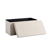 Zedelmaier Sitzbank Sitzwürfel mit Stauraum Samt Fußbank Truhen Aufbewahrungsbox faltbar belastbar bis 300 kg, Deckel abnehmbar, 76 x 38 x 38 cm (Beige-76)