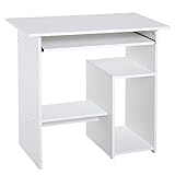 HOMCOM Computertisch, Schreibtisch, Bürotisch, Gamingtisch, Kinderschreibtisch PC-Tisch, Weiß, 80 x 45 x 75 cm