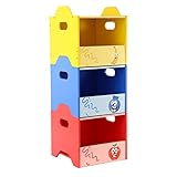 FUNLIO Aufbewahrungsbox mit Deckel Kinder aus Holz 3 er Set, 2-in-1Spielzeug Aufbewahrung und Hocker, Farbenfrohe Spielzeugkiste im Obstdesign für Baby, Niedliche Kleine Spielzeugbox für Kinderzimmer