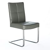 SIX Freischwinger Leder-Stuhl Libero | Besucher-Stuhl Büro-Stühle Edelstahl - Leder