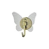 LEPIZ Kreativer, leichter, luxuriöser, stark haftender Haken in Schmetterlingsform, stanzfrei, Wandmontage, Kleiderhaken, Haushalt, Badezimmer, Aufbewahrungshaken, 1 Stück, transparent