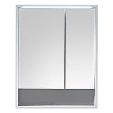 LUCERA Spiegelschrank Bad mit LED-Beleuchtung in Weiß matt - Badezimmerspiegel Schrank mit viel Stauraum - 60 x 75 x 20 cm (B/H/T)