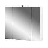 Germania Spiegelschrank 2754-84 GW-Mauresa in Weiß, mit LED-Beleuchtung, 76 x 71 x 23 cm (B/H/T)