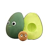 Hava Kolari 3-teiliges Set Avocado PlüschKissen Stofftierpuppe Kissen Spielzeug Trennbar Avocado Kissen Kuscheltier für Mädchen Jungen und Familie Geschenke 35cm