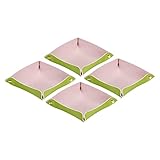 PATIKIL 4Paket Sofa Armlehne Taschen PU Leder Halter Schlüssel Uhr Tablett Grün+Hellrosa