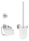 GROHE Essentials Bad-Accessoires (WC-Set 3 in 1, supersteel, Material: Glas / Metall) 40407DC1