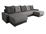 Mirjan24 Ecksofa Palici U, Symmetrisches Ecksofa mit Bettkasten und Schlaffunktion, 4 Sitzer Eckcouch, U-Form Sofa für Wohnzimmer, Polsterecke mit Bettfunktion, Wohnlandschaft (Lux 06 + Lux 05)