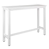 WOLTU BT30ws 1x Bartisch Bistrotisch Stehtisch Esstisch, Metallgestell, Tischplatte aus MDF, Weiß, 140x40x100cm(BxTxH)