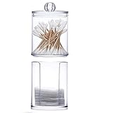 eKsdf Wattestäbchen Halter und Wattepadspender 2 in 1 Doppelschicht Make Up Organizer Transparent Kosmetik Aufbewahrung mit deckel (1)