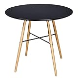 ZEYUAN Esstisch, Esszimmertisch, Baumkantentisch, Dining Tables, Esszimmermöbel, Küchentisch, MDF Rund Schwarz