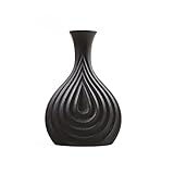 Vasen Nordische Schwarze Keramikvase Einfaches kreatives Porzellan Mattes Design Handgemachte Dekoration Wohnzimmer Vase Ornament Kristallglasvasen (Farbe: Schwarz, Größe: M)