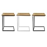 Natural Goods Berlin 1x Beistelltisch C-Form | Laptoptisch aus Metall und Holz | Couchtisch Sofa Kaffeetisch Sessel | praktische Ablage | Nachttisch Unterschieben (mit Tischplatte Eiche, Schwarz)