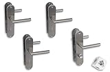 Alpertec Türbeschlag 4er Set, Renovierungsgarnitur Edelstahl satiniert für 3 x Zimmer- und 1 x Bad/WC, Türklinke Türgriff