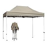Robustes Instant Pavillon Gartenzelt, 2x2m/2x3m/3x3m, Grau-Khaki, 210D-Oxford Überdachung, Wasserdicht, UV-Schutz, Robuster Stahlrahmen, Aufklappbares Pavillon-Überdachung Ohne Seiten (Color : Gray K