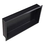 BERNSTEIN® Wandnische aus Edelstahl BS603010-60 x 30 x 10 cm - Duschablage für Badutensilien - Flexibler Einbau - in den Farben Schwarz, Weiß und Edelstahl erhältlich, Farbe: Schwarz