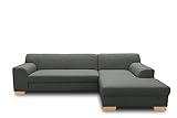 DOMO. collection Ecksofa, Sofa in L-Form, Eckcouch, Couch Ecke, dunkelgrau, 273 x 157 cm