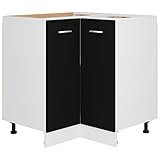 vidaXL Eckunterschrank 2 Regalböden Küchenschrank Küchenzeile Eckschrank Küchenmöbel Einbauküche Schrank Schwarz 75,5x75,5x80,5cm Holzwerkstoff