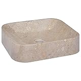 YUMENG Waschbecken, Aufsatzwaschbecken, Bathroom Sink, Waschtisch, Aufsatzbecken, Ablaufgarnitur, Grau 40x40x10 cm Marmor