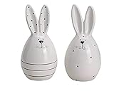 2er Set Deko-Figuren lustige Oster-Hase aus Porzellan in schwarz & weiß/Maße (B/H/T) 7x14x7 cm/Oster-Fest, Oster-Deko, Dekoration-Figur, Frühling, Ostern, Oster-Hasen
