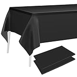 PLULON 2 Stücke Schwarze Tischdecke Kunststoff Tischdecke 137 x 274 cm Rechteckige Tischdecke für Geburtstagsfeier Zuhause Tischdekorationen