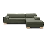 DOMO. collection Ecksofa, Sofa in L-Form, Eckcouch mit Schlaffunktion, Couch Ecke Schlafen, grün, 273 x 157 cm