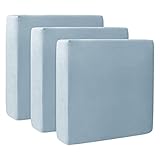 DSHUB Samt-Couch-Kissenbezüge, Stretch-Sofa-Sitzkissenbezug, weicher Sofakissen-Möbelschutz, abnehmbar, waschbar, für Wohnzimmer, Heimdekoration, Hellblau, 3-teilig