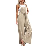 Latzhose Damen Sporthose Damen Jeanslatzhose Damen Hose Latzhose Denim Vintage Jeans Lang Lässig Baggy Boyfriend Stylisch Overall Jumpsuit Playsuit Romper Lätzchen Hosen lange und (1A-Khaki, XXL)