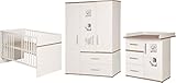 roba Kindermöbelset 'Pia‘, 3-teilig, inkl. Kinderbett 70x140cm, Wickelkommode, Kleiderschrank, weiß