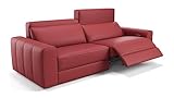 sofanella - Ledersofa Capri 3-Sitzer Echtleder Ledercouch - Rot M: 216 Breite x 102 Tiefe