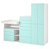 Ikea PLATSA/SMÅSTAD Aufbewahrungskombination, 210x79x181 cm, weiß blasstürkis / mit Wickeltisch