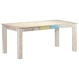 vidaXL Mangoholz Massiv Esstisch Küchentisch Esszimmertisch Speisetisch Tisch Esszimmer Küche Holztisch Massivholztisch Weiß 180x90x76cm