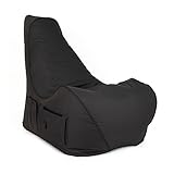 BuBiBag Gaming Sitzsack zum Zocken mit Anschluss zum Laden & Taschen, Halterung, Game Sessel für Kinder und Erwachsene, Beanbag Indoor und Outdoor - Flashbag (Anthrazit)