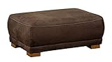 Cavadore Sofa-Hocker 'Modeo' / Sitzhocker für Sofa mit moderner Kontrastnaht / Hochwertiger Mikrofaser-Bezug in Wildlederoptik / Holzfüße / Maße: 100x40x66 cm (BxHxT) / Farbe: Mokka (dunkelbraun)