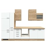 NJDT Küchenzeile 310 cm Weiß/Sonoma Eiche ohne Geräte