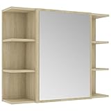 vidaXL Bad Spiegelschrank Badspiegel Badschrank Wandschrank Spiegel Wandspiegel Badezimmerschrank Schrank Sonoma-Eiche 80x20,5x64cm Holzwerkstoff