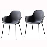 Esszimmerstuhl 2er-Set Küchen-Lounge-Stuhl Moderner Rückenlehnentisch Stuhl Kunststoffsitz Metallrahmen Empfangsstuhl (Color : Grey)