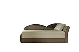 Sofa mit Schlaffunktion und Bettkasten, Couch für Wohnzimmer, Schlafsofa Federkern Sofagarnitur Polstersofa Wohnlandschaft mit Bettfunktion - ARGEA (Beige+ Braun (Alova 07+Alova 67), Sofa Rechts)